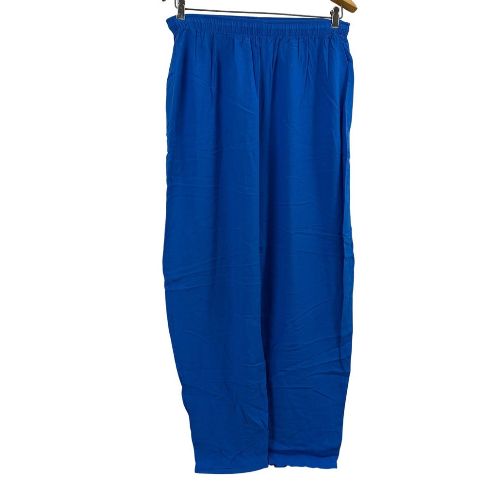 Jams World Pants Womens Medium Bahama Blue Elastic Waist Pockets Rayon Lounge